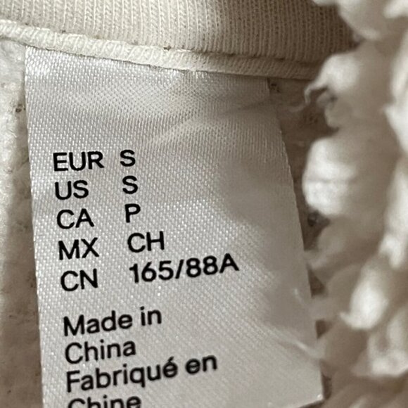 H&M Divided White Sherpa Teddy Fleece Pullover Jacket - Size Small - Picture 8 of 12